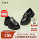 他她TATA英倫厚底jk樂(lè )福鞋女鞋黑色學(xué)院淺口單鞋 黑色 36