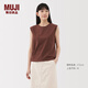 無印良品（MUJI）女式 雙股天竺編織法國袖T恤上衣打底衫內(nèi)搭女裝25年夏季BB2RPA5S 磚紅色 M (160/84A)