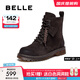 百麗（Belle）復古絨面馬丁靴女2025冬新廢土風(fēng)擦色休閑短靴BCX64DZ5 啡色 37