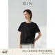 EIN言簡(jiǎn)約文藝純色鏤空蕾絲花邊圓領(lǐng)純棉短袖T恤上衣女夏季新款 石墨黑 M