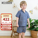 Milkbarn2025春夏新品兒童襯衫套裝男女童洋氣童裝寶寶純棉衣服 牛仔藍(lán) 90 (18-24月-參考身高80-90cm)