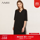 AMII女裝2025極簡(jiǎn)時(shí)尚通勤chic感V領(lǐng)H型連衣裙夏季新款寬松中 黑色 2XL 175/96A