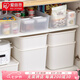 愛(ài)麗思（IRIS） 收納盒桌面塑料收納箱化妝品內(nèi)衣物整理玩具盒愛(ài)麗絲桌面儲(chǔ)物盒 特大加深+特大+中  白 三件*無(wú)蓋