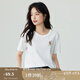 茵曼（INMAN）索羅娜舒適趣味繡花短袖T恤女2025夏季寬松顯瘦百搭休閑上衣 米白色-全棉 L