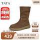 他她TATA小熊靴子秋復(fù)古美拉德短靴女堆堆靴西部靴 啡色 39