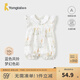 童泰（TONGTAI）嬰兒短袖連體衣夏季純棉女寶寶哈衣女童外出可愛(ài)花邊領(lǐng)爬服 白色 73cm