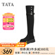 他她（TATA）厚底顯瘦過膝靴女靴氣質(zhì)長靴高筒靴冬季新款CFA01DC4 黑色 38