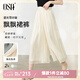 歐莎（OSA）冰絲休閑褲女夏季薄款小個子寬松慵懶風(fēng)垂墜感闊腿褲八分褲裙七夕 淺杏色 S