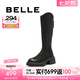 百麗（Belle）七夕禮物V口長(zhǎng)筒彈力靴女商場(chǎng)同款增高時(shí)尚靴B9U1DDG4 黑色 37 (235mm)