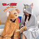 貓和老鼠（Tom and Jerry）披毯毛毯經(jīng)典Tom連帽披毯抱枕靠墊辦公室午睡毯空調毯（湯姆）