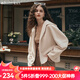 Olrain歐芮兒麂皮絨連帽短外套女秋季新款休閑百搭寬松上衣防風(fēng) 奶油杏 M