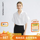 朗姿荷葉短袖翻領(lǐng)寬松白襯衫復(fù)古風(fēng)高級感2025年夏季新款通勤上衣 白色 M