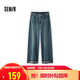 森馬（Semir）森柔牛仔|商場(chǎng)同款牛仔褲女翻邊長(cháng)褲2025秋季闊腿褲103525124007A