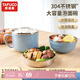 泰福高（TAFUCO）泡面碗304不銹鋼食堂打飯多用隔熱防燙學(xué)生便當盒1.3L食品級T5271