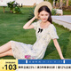 百圖betu女裝夏新款連衣裙蝴蝶結(jié)減齡泡泡袖碎花連衣裙女2306T48 藍(lán)色 M