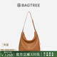 BAGTREE包包樹圖南植鞣牛皮hobo女包2025年新款單肩斜挎包通勤餃子包禮物 橡果色-中號 高級小眾