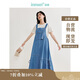 茵曼牛仔背帶裙2024夏季女裝新款萊賽爾棉綁帶連衣裙 牛仔藍 S
