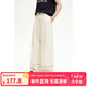 ELLE KIDS25夏季新款女童假日風(fēng)闊腿褲寬松直筒褲撞色透氣休閑褲子