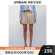 UR2025秋季新款女裝復古學院風百褶皮標裝飾半裙UYL550071 卡其 (有內襯) S