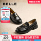 百麗（Belle）海鷗米色樂福鞋女皺皮商場同款通勤百搭鞋D7D1DAA5 黑色 38 (240mm)