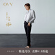 OVV【孫儷同款】2024春夏新款女裝簡(jiǎn)約四面彈休閑直筒褲 黑色（凈色）08 M