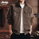 JEEP SPIRIT美式復古夾克外套男底特律立領(lǐng)秋冬新款寬松燈芯絨休閑工裝上衣服 咖色 XL 適合140-160斤