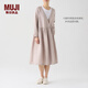 無印良品（MUJI）女式 漢麻 套頭連衣裙 女裝長袖裙子春秋BG96CC3A 淺米色 M （155/80A）