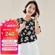 帕羅（PALUOPO）2025夏季新款寬松t恤休閑短袖真絲上衣女打底衫女裝印花 黑色 2XL (175/96A)