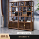 贛榮實(shí)木新中式博古架多寶閣置物架辦公茶室展示柜古董隔斷陳列書(shū)架子 胡桃色新中式博古架