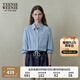 Teenie Weenie小熊女裝襯衫2025春季新款簡(jiǎn)約休閑通勤純色條紋襯衣 藍(lán)色 M
