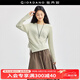 佐丹奴長(cháng)袖T恤女新款抽褶不規則下擺時(shí)尚鉤花圓領(lǐng)套頭衫18324504 綠灰色 淺灰綠 S