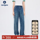 Navigare意大利小帆船女復(fù)古顯瘦牛仔褲休閑直筒長褲2312575502 藍(lán) L 