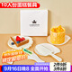 SHUANG YU一次性蛋糕餐具10人份一次性蛋糕盤(pán)叉子生日蛋糕刀叉套裝托盤(pán)碟子