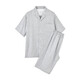 MUJI COM無(wú)印良品【商場(chǎng)同款】睡衣雙層紗純棉女短袖短褲格子男情侶 淺灰純色(短袖+短褲)男 M