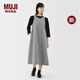 無(wú)印良品（MUJI）女式 易干 平紋 無(wú)袖連衣裙 女裝裙子長(cháng)裙25年秋季新品 BC2NRC5A 深藏青色格紋 S （155/80A）