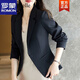羅蒙小西裝外套女2024秋季新款韓版時(shí)尚氣質(zhì)通勤修身顯瘦薄款長(cháng)袖上衣 黑色長(cháng)袖-雙層加內里 3XL 130-140斤