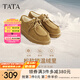 他她（TATA）厚底休閑毛毛鞋女鞋棕色牛皮加絨單鞋棉鞋冬新款CFN02DM4 黃棕（仿毛里） 36