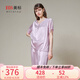 美標（MEIBIAO）送愛人禮物短袖真絲睡衣女春夏19姆米重磅套裝100%桑蠶絲綢家居服 香氛紫 短袖七分褲套裝 L (165/88A)
