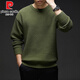 皮爾卡丹（pierre cardin）低領(lǐng)中青年針織衫男圓領(lǐng)長(cháng)袖毛衣秋冬季寬松休閑男裝外套上衣服 靚綠 L