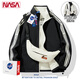 NASA RHUDE秋冬棒球服潮流男士雙面穿衣服男秋季外套男裝情侶裝休閑夾克男 黑色 (送挎包) XL (150-168斤)