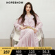 紅袖甜美垂感連衣裙2025春季新款女裝波西米亞風(fēng)收腰木耳邊領(lǐng)雪紡長(zhǎng)裙 煙霧粉181 L