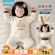 優(yōu)奇嬰兒衣服加絨保暖內衣寶寶秋衣秋褲加絨加厚打底兒童分體套裝冬裝 杏色 90