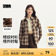 森馬（Semir）長(zhǎng)袖襯衫女中長(zhǎng)款慵懶寬松落肩休閑秋季chic復(fù)古格紋襯衣潮流 白咖色調(diào)00415 M