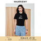 MAXRIENY精致優(yōu)雅感玫瑰釘珠繡花短袖T恤女25春修身顯瘦截短上衣 黑色 L