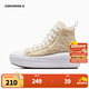 Converse匡威兒童鞋女童高幫加絨厚底增高帆布鞋2023冬季新款鞋子 淺灰褐色 36 【建議腳長22cm】