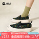 快樂瑪麗（J&M）樂福鞋女士單鞋2025春季新款帆布鞋懶人一腳蹬厚底松糕通勤布鞋女 黑色 36 230mm