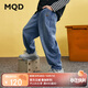 馬騎頓（MQD）男童秋季新款學(xué)院風(fēng)中大童休閑百搭直筒牛仔褲子 中牛仔藍(lán) 150