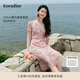 珂萊蒂爾【玫瑰裙】2025夏季新款桑蠶絲復古優(yōu)雅茶歇裙女V領(lǐng)碎花連衣裙 淡紅色 XL