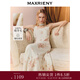 MAXRIENY千金miu系羊毛連衣裙背心吊帶裙暈染印花無(wú)袖x型收腰長(cháng)裙 粉花 L