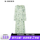 S.DEER圣迪奧女裝田園優(yōu)雅時(shí)尚百搭設計圓領(lǐng)風(fēng)琴褶印花連衣裙S243Z1255 淺青/46 M 165